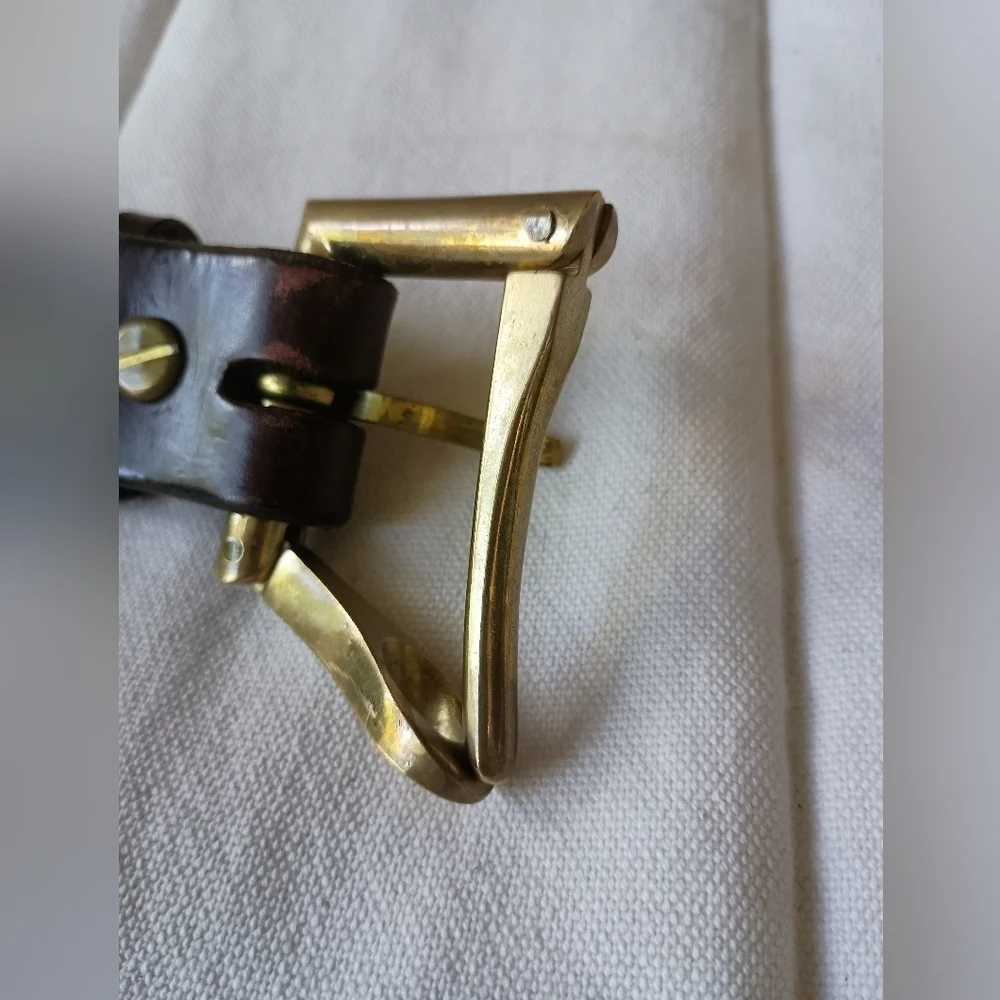Vintage Wiley Belts Men's Brass Buckle Brown Leather Belt Made In USA_40